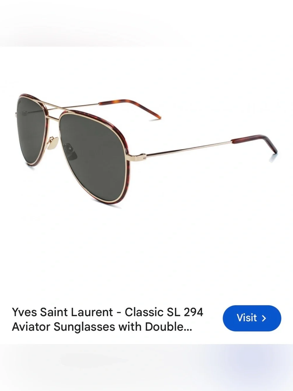 Saint Laurent Tortoiseshell and Gold Aviator Sunglasses